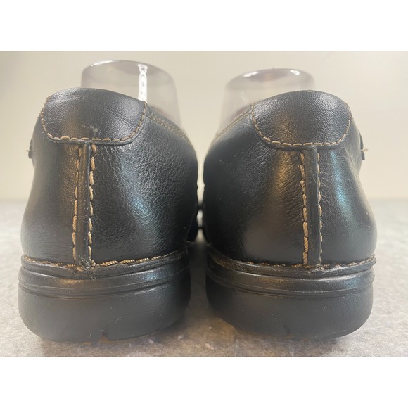 Clarks Unstructured Black/Dark Brown Leather Button Slip On Loafers Womens 9W - Picture 6 of 9